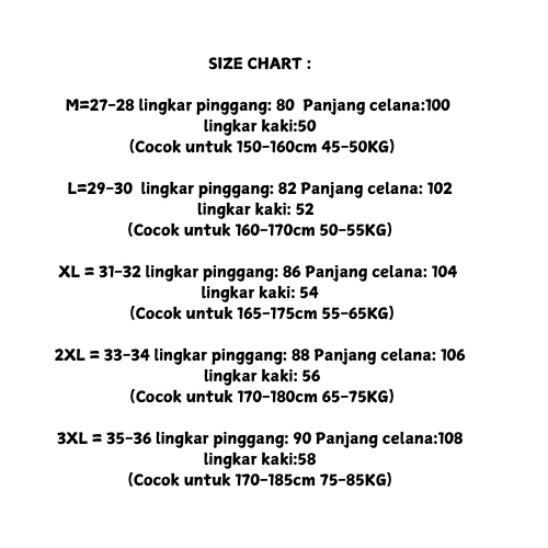CHART SIZE